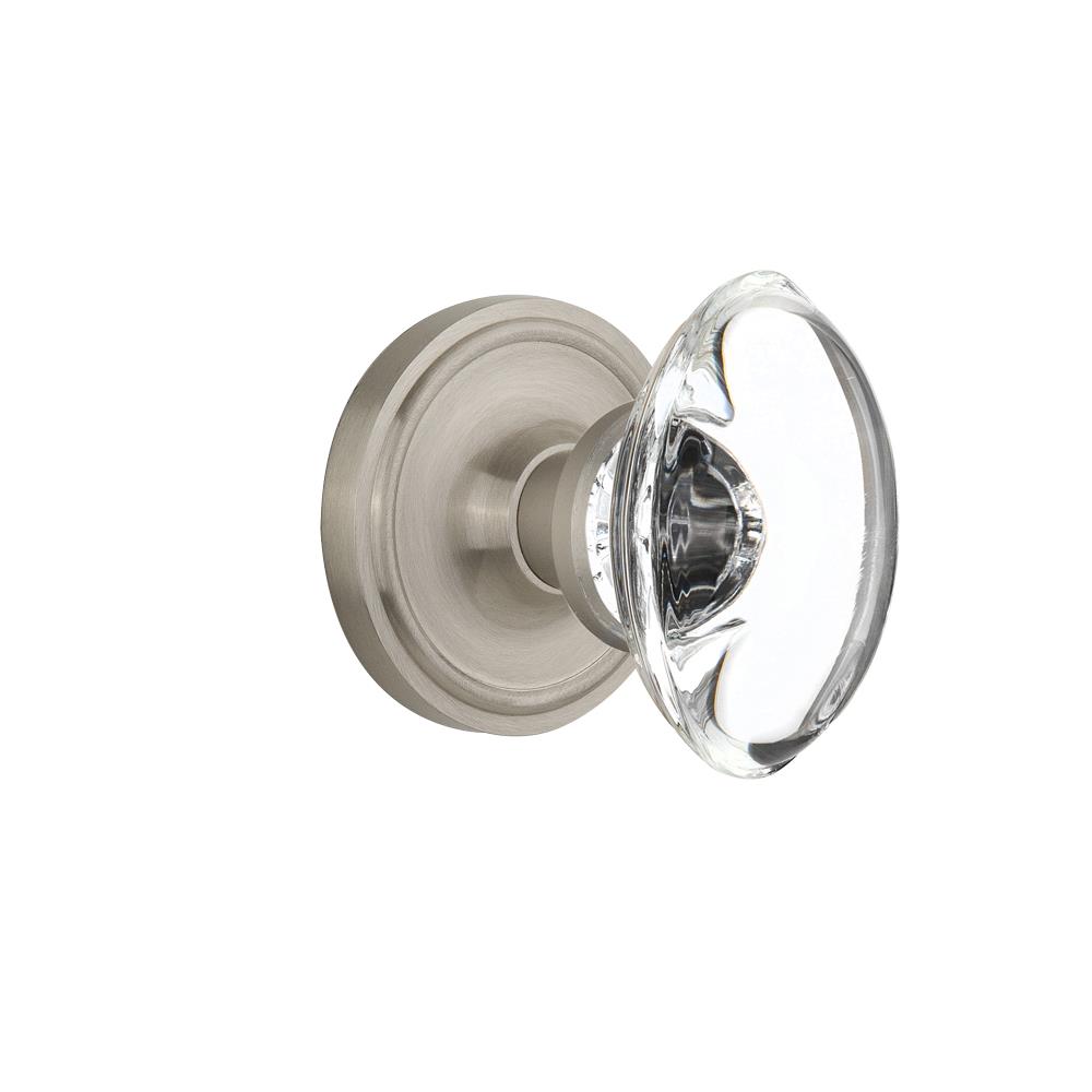 Nostalgic Warehouse CLAOCC Mortise Classic Rose with Oval Clear Crystal Knob in Satin Nickel